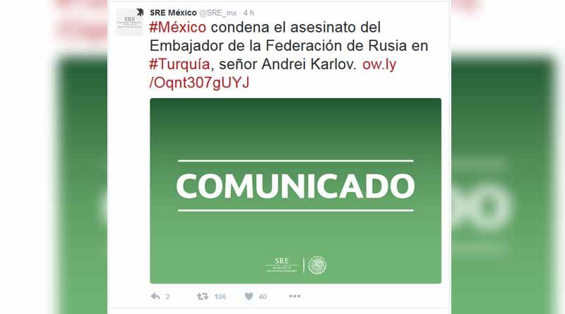 México condena asesinato de embajador ruso en Turquía México condena asesinato de embajador ruso en Turquía
