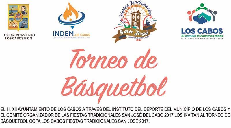 CONVOCATORIA TORNEO DE BASQUETBOL FIESTAS TRADICIONALES SJC 2017 El gobierno municipal invita al Torneo de Básquetbol en SJC