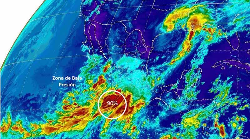 zbp 29 ago 2 Alcanza zona de baja presión en el Pacífico 90% de potencial de desarrollo ciclónico