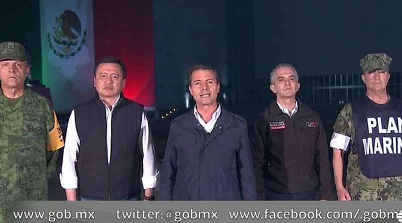 Peña Nieto pide a población enfrentar unidos desafío por sismo Peña Nieto pide a población enfrentar unidos desafío por sismo