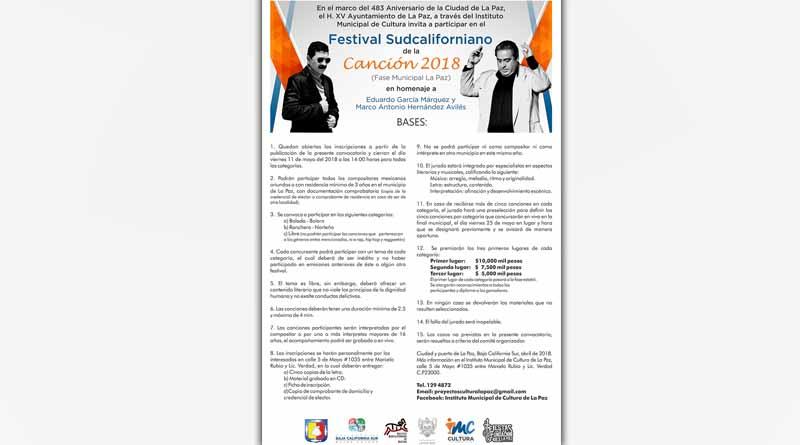 Se abre la convocatoria del Festival Sudcaliforniano de la Canción 2018 Se abre la convocatoria del Festival Sudcaliforniano de la Canción 2018