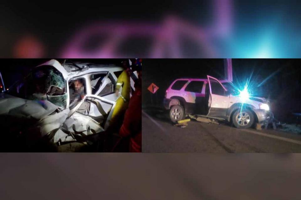 prensado2 Salvaron su vida al chocar contra estructura metálica en carretera Todos Santos-La Paz