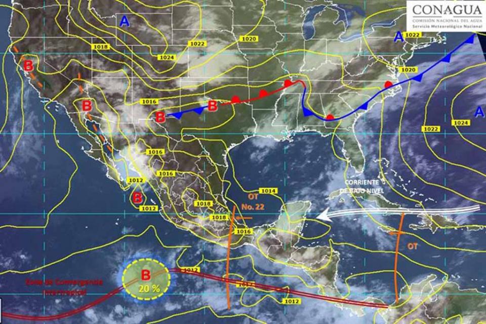 zonainestabilidad Zona de baja presión se localiza en el Pacífico, con 40% de desarrollo ciclónico