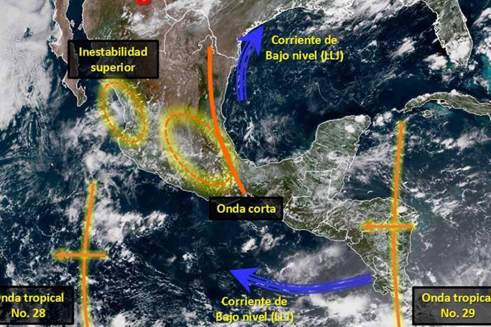 Efectos de la onda tropical 29 se sentirán en el sureste y sur del país Efectos de la onda tropical 29 se sentirán en el sureste y sur del país