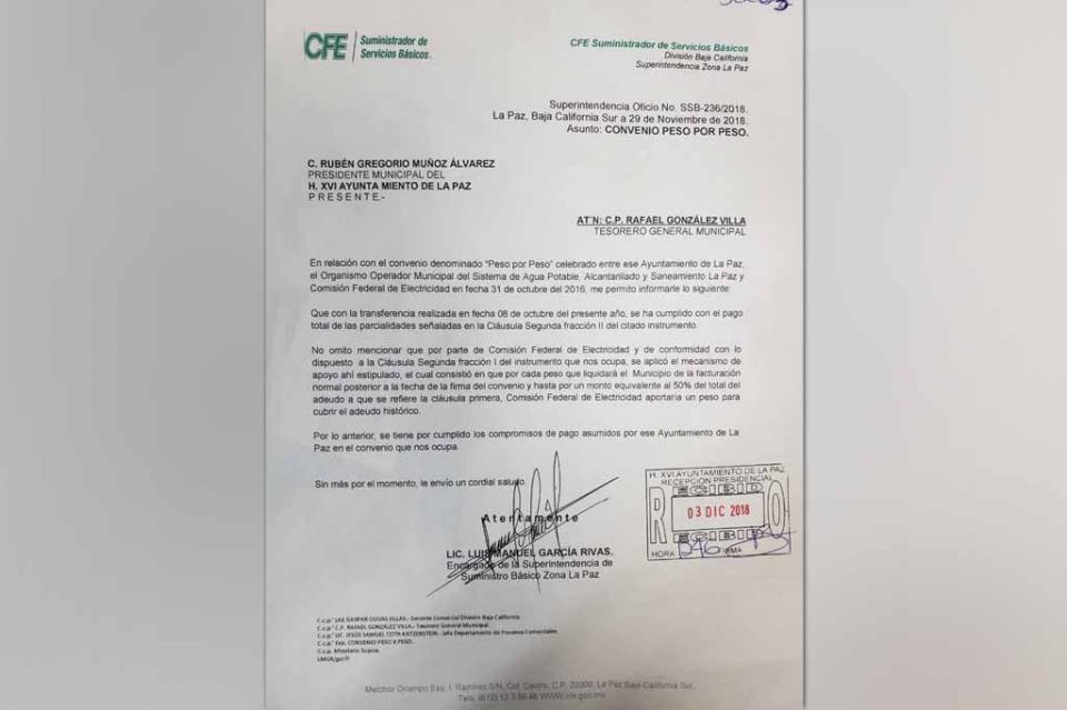 Salda deuda histórica el H. XVI Ayuntamiento con la CFE Salda deuda histórica el H. XVI Ayuntamiento con la CFE