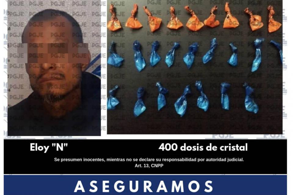 cristal Detenido por la PGJE con 400 dosis de cristal en CSL