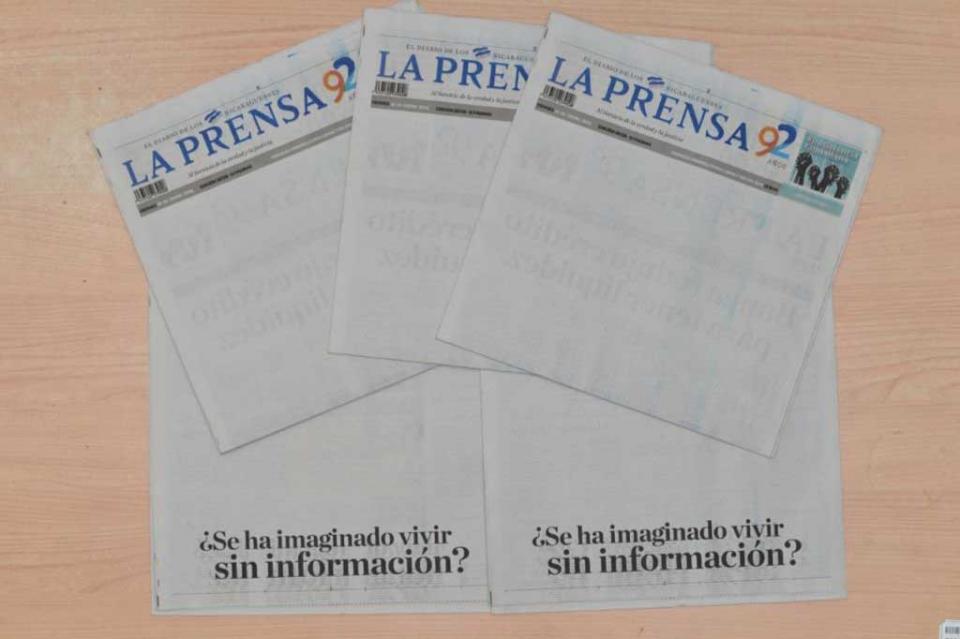 Diario La Prensa de Nicaragua publica portada en blanco en protesta contra gobierno Diario La Prensa de Nicaragua publica portada en blanco en protesta contra gobierno