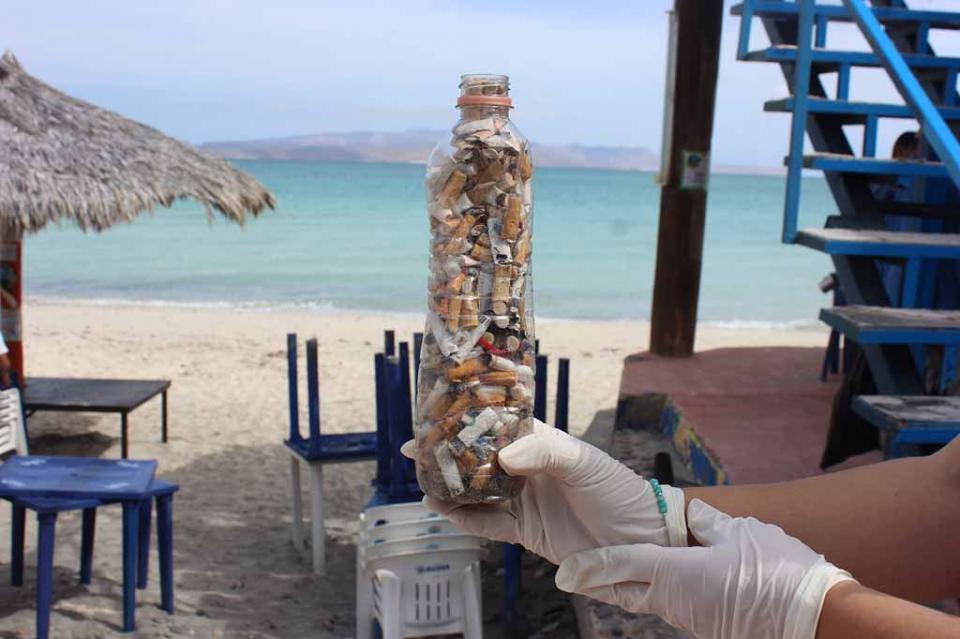 Salud sensibiliza a vacacionistas para no tirar colillas de cigarro en playas Salud sensibiliza a vacacionistas para no tirar colillas de cigarro en playas