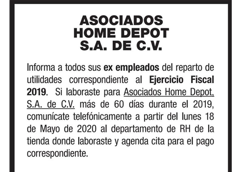 Home depot Informan sobre el reparto de utilidades a colaboradores de Home Depot