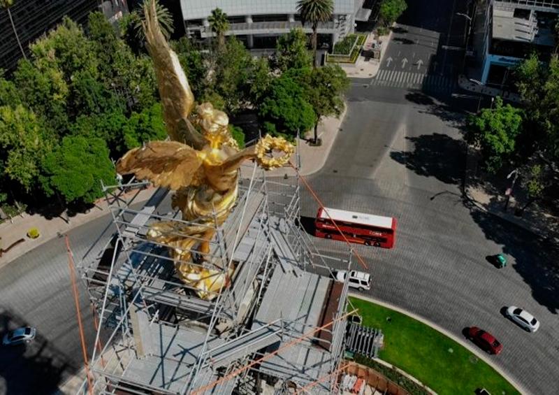 Ángel de la Independencia Estiman concluir restauración de Ángel de la Independencia en agosto