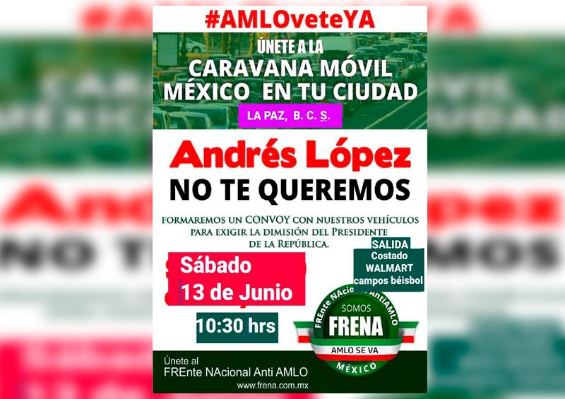 caravana móvi Convocan a caravana móvil anti-AMLO en La Paz
