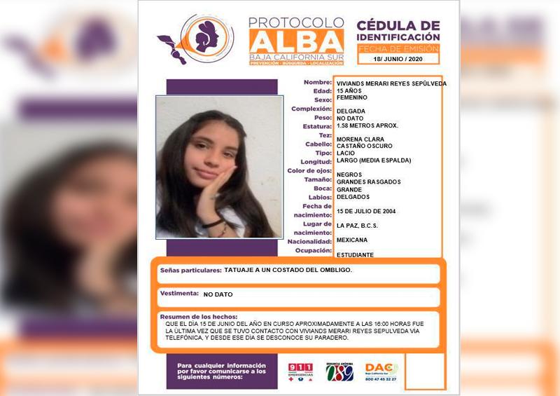 Vivians Merari Colabora para localizar a Viviands Merari Reyes de 15 años de edad