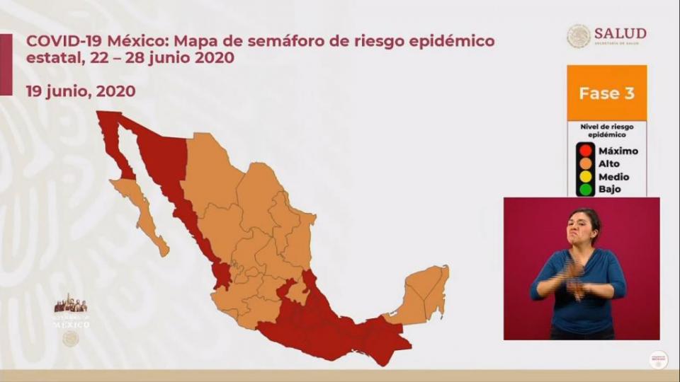 Semáforo Semáforo para el 22: BCS y Jalisco en naranja; Nayarit, rojo